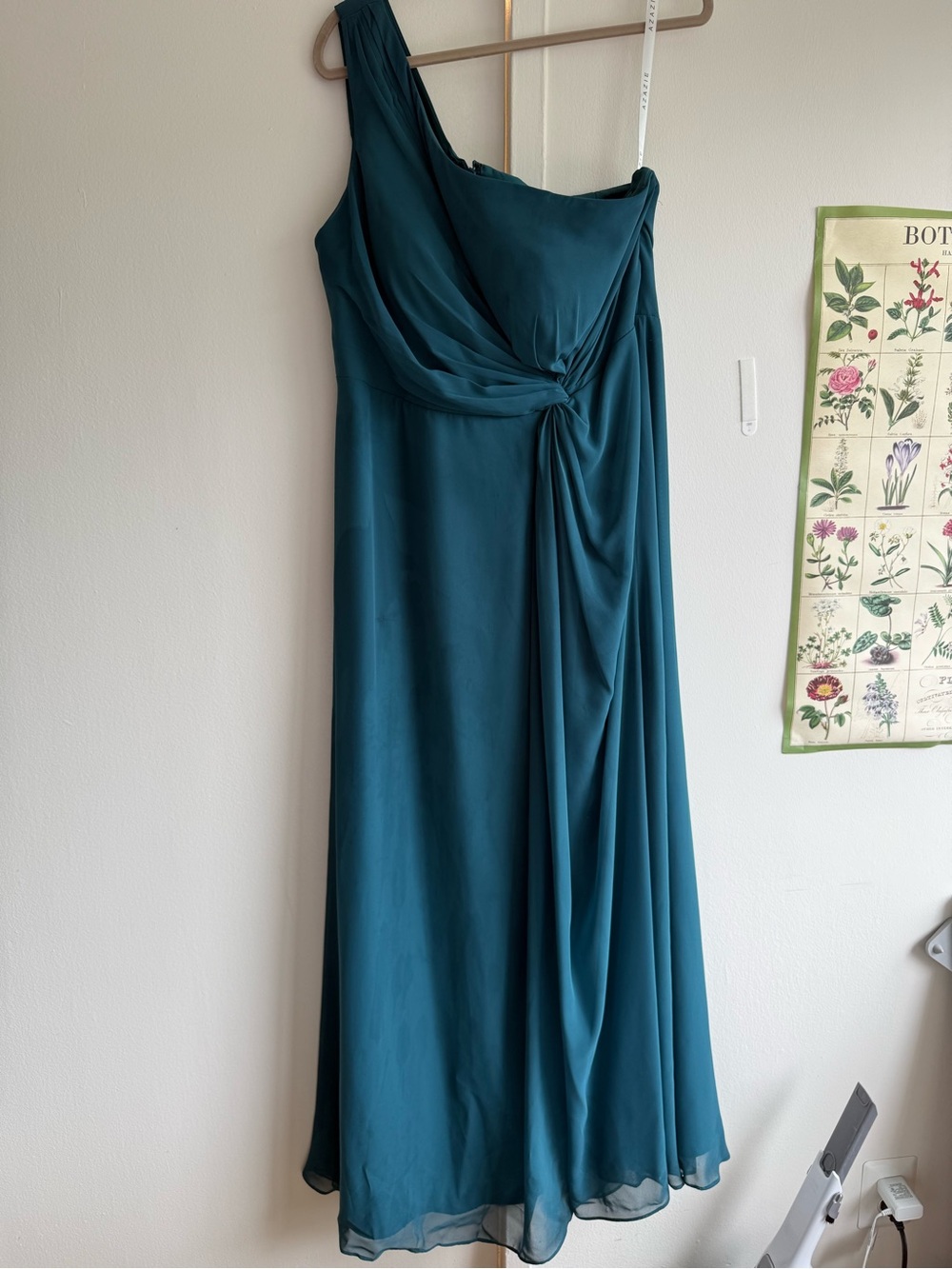 Azazie Teal One-Shoulder Draped Gown